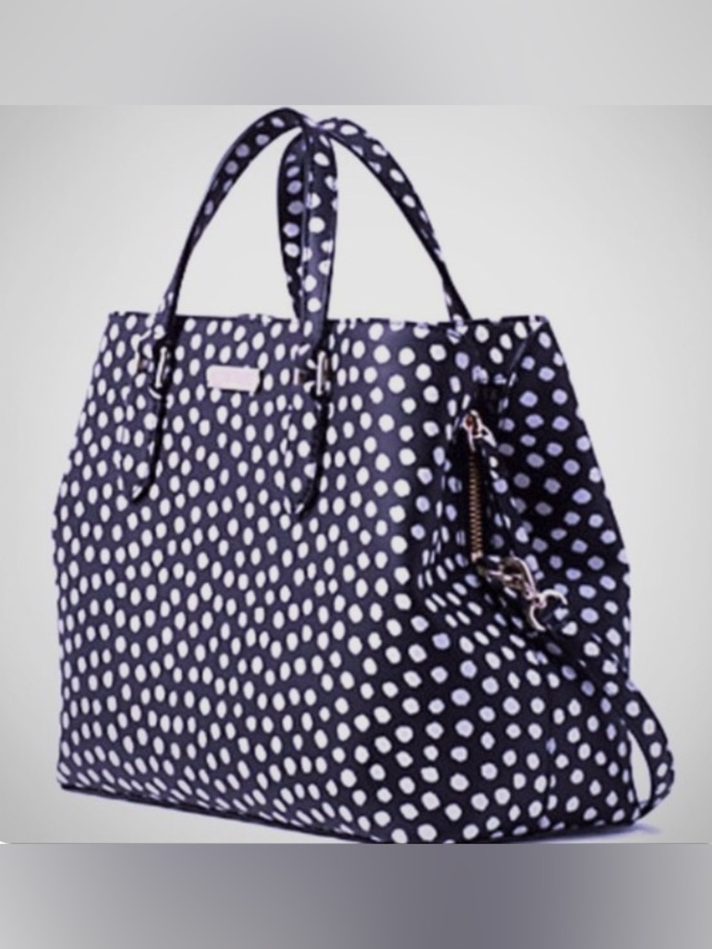 kate spade Navy and White Polka Dot Top-Handle Tote